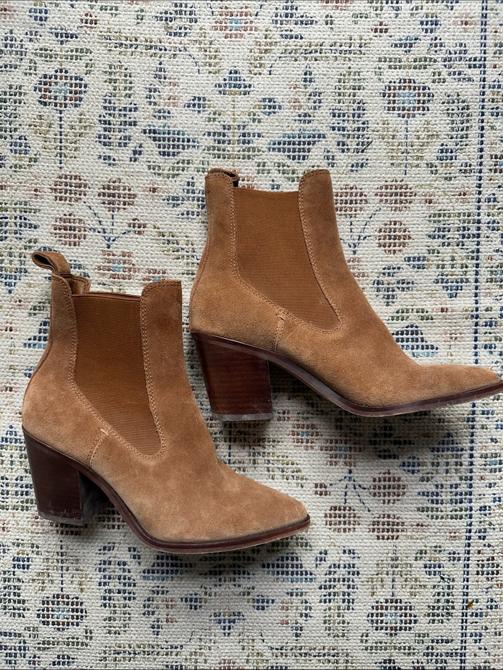 Dolce Vita Camel Suede Block Heel Chelsea Boots